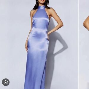 Meshki Claire Satin Drape Maxi Dress with Split